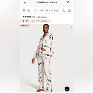 HTF Rare New Victoria's Secret Glazed Satin Pajama Set Champagne Toast Size L